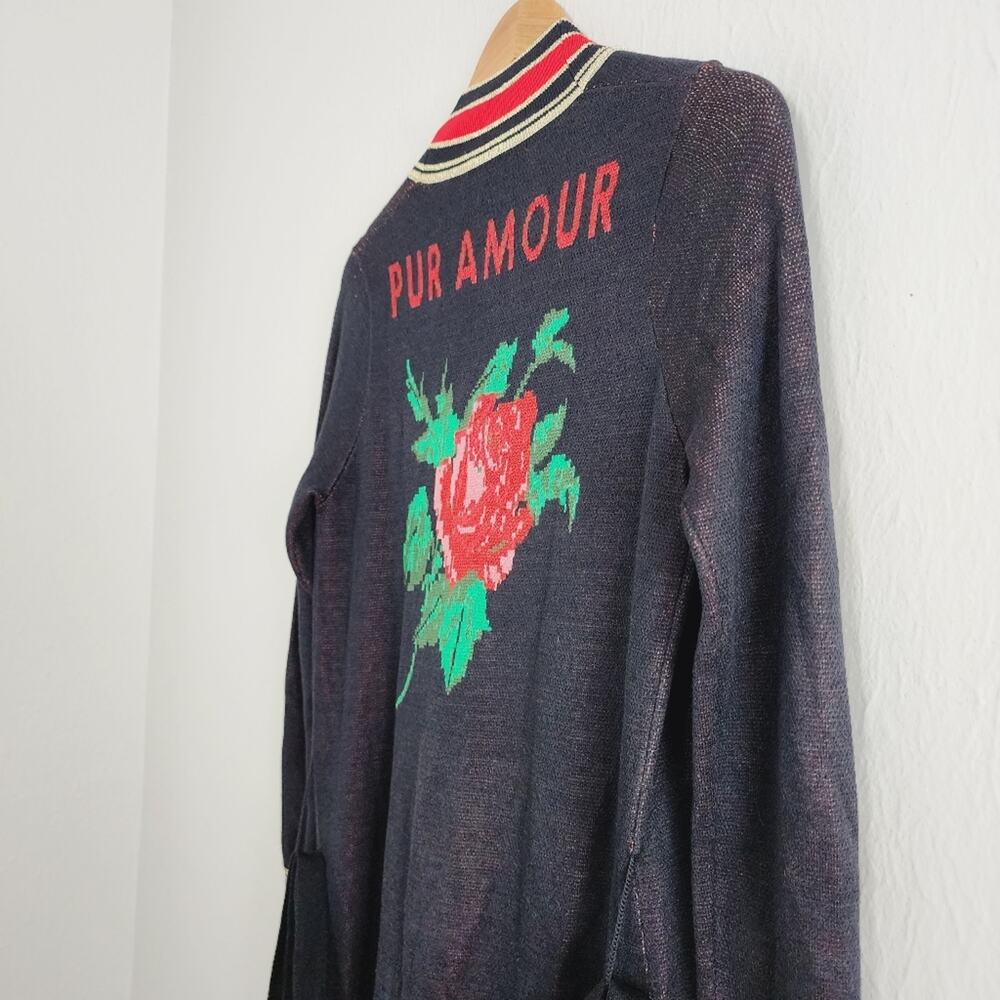 L'Agence Cleo Pur Amour Rose Intarsia Knit Belted Maxi Duster Cardigan XS NWT - Picture 11 of 12
